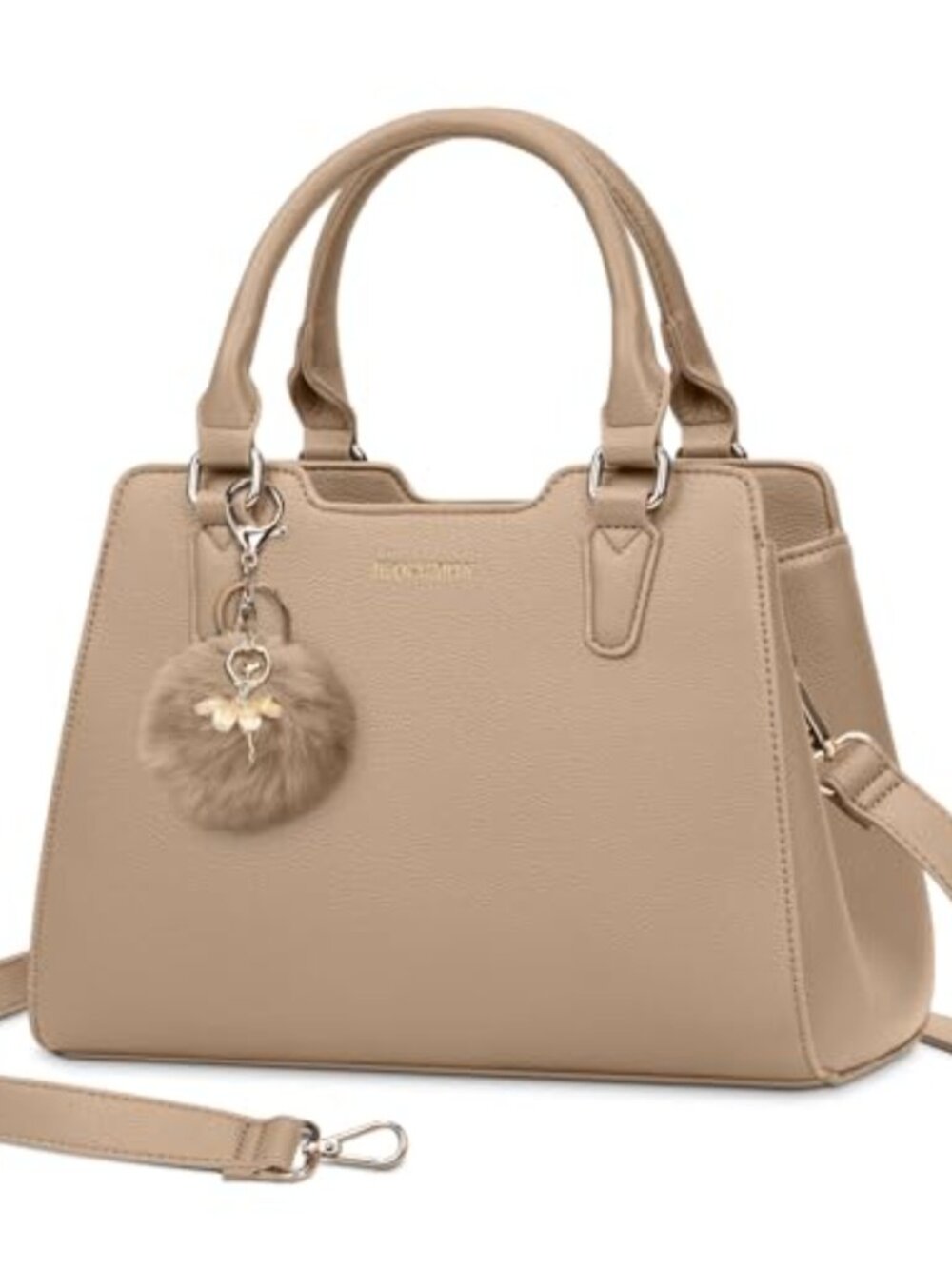 PU Leather Top-Handle Satchel Handbag with Crossbody Strap